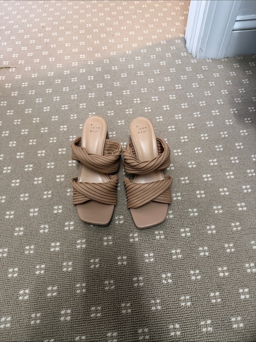 a new day Braided Tan Slide Heels